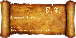 Barger Hunor névjegykártya